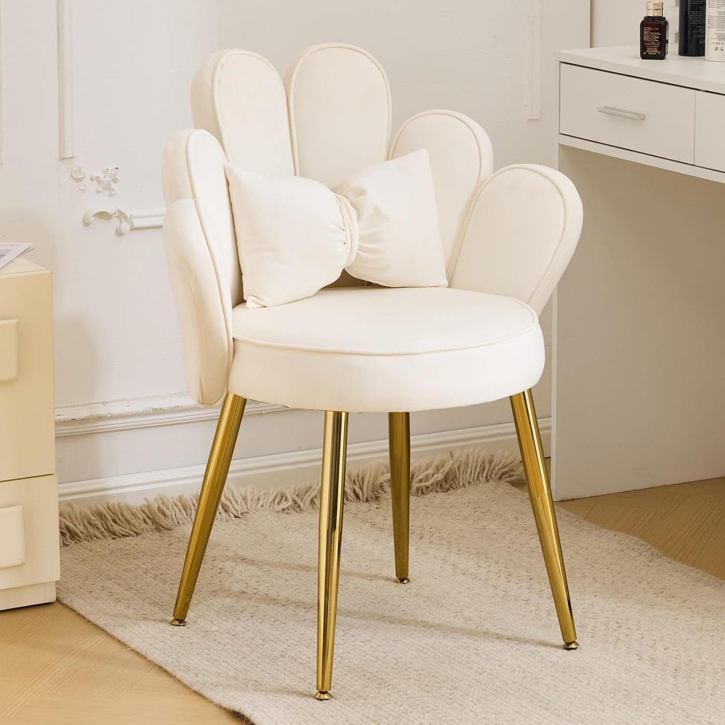 VINGLI Petal Makeup Vanity Chair with Back for Stylish Comfort