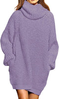 Pink Queen Loose Turtleneck Oversize Sweater Dress - Cozy Mid-Thigh be