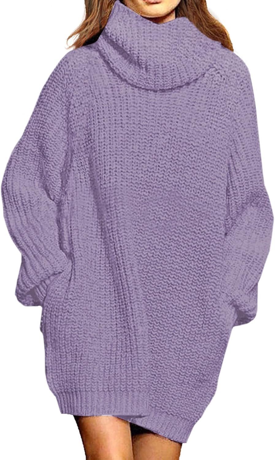 Pink Queen Women's Oversize Turtleneck Sweater Dress for All Occasions