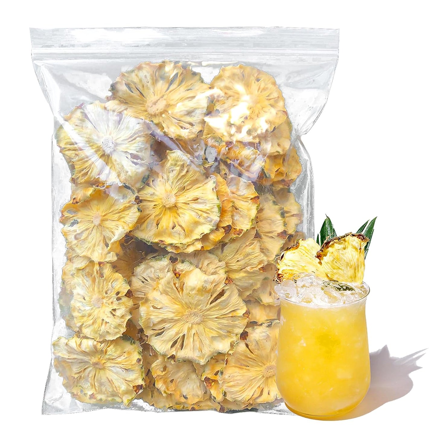 Dried Pineapple Slices 1lb No Sugar Added for Snacks & Drinks