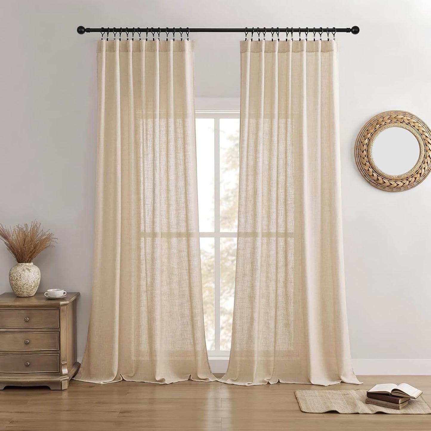 Linen Curtains 72 Inch Length Set for Elegant Living Spaces