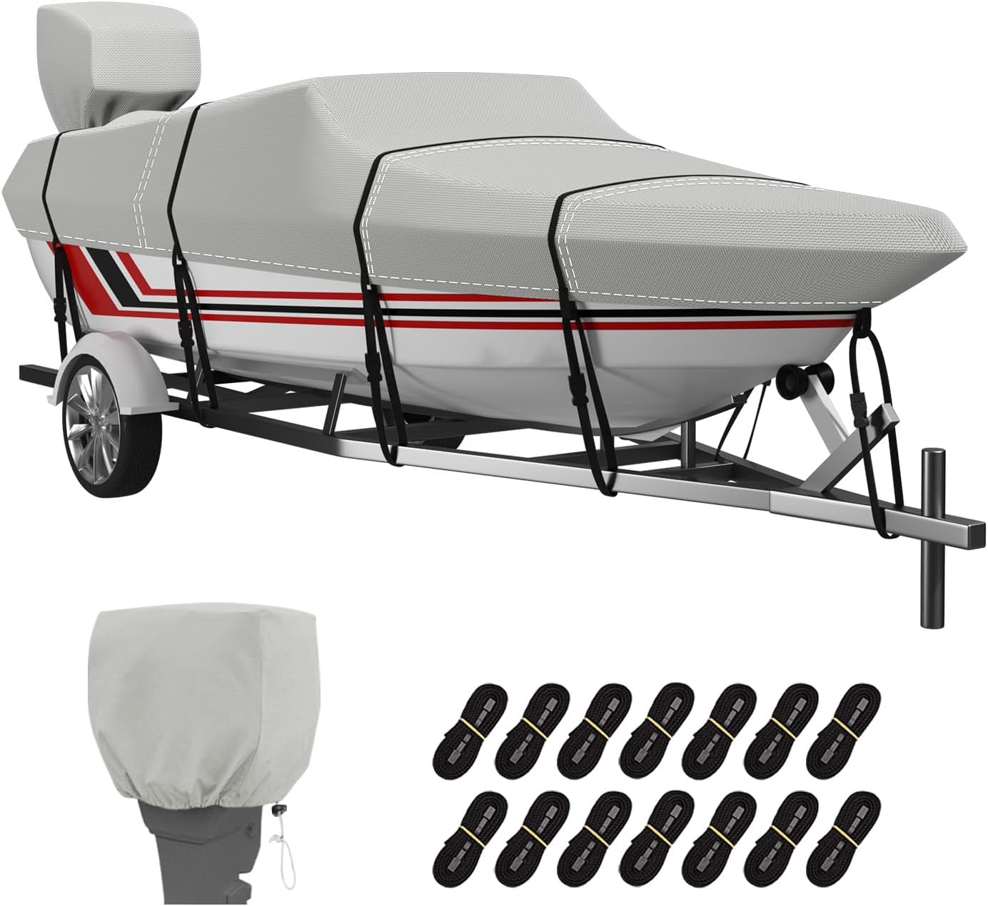 Heavy Duty Waterproof Boat Cover for 12-14 ft Bass Boats