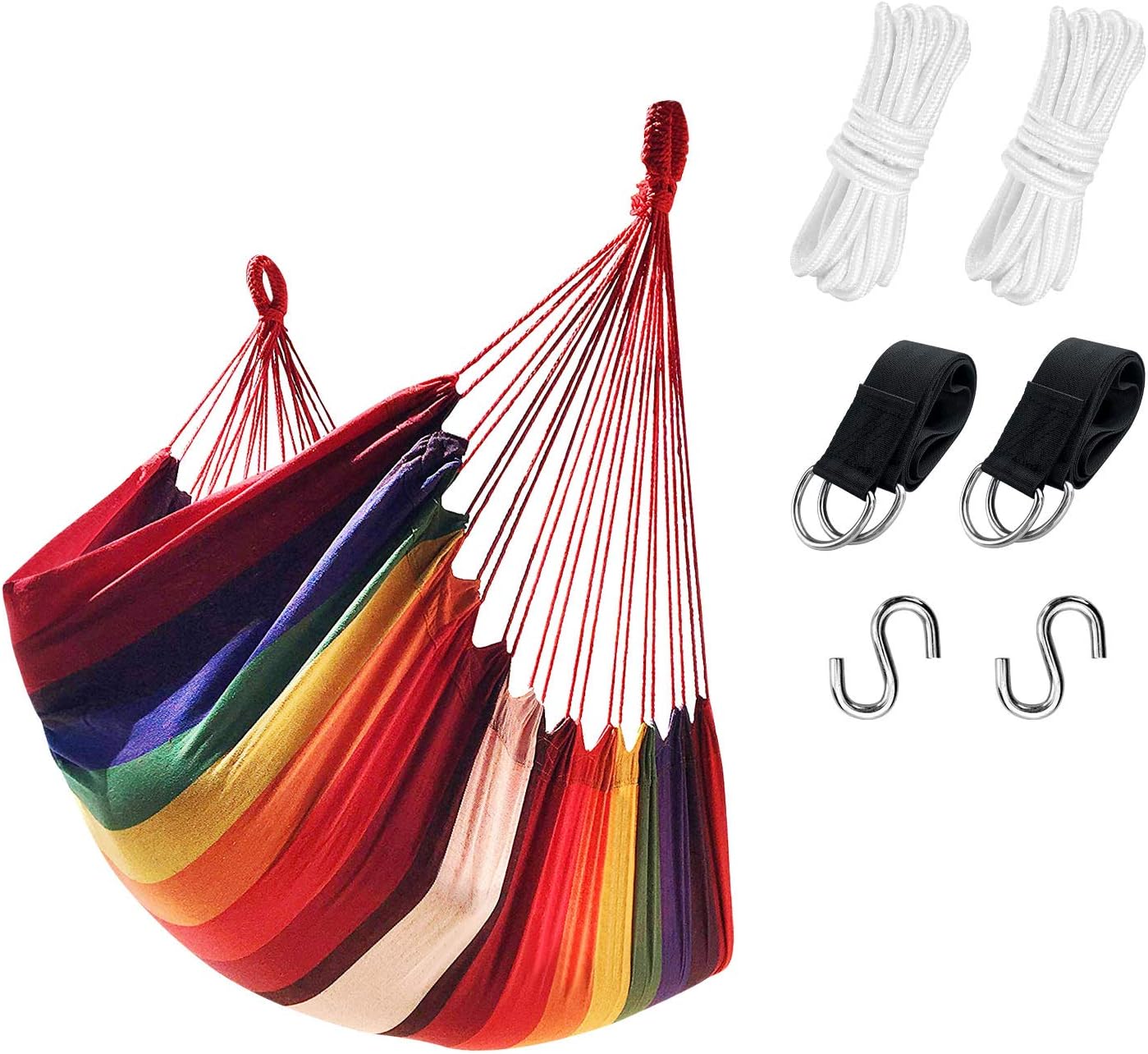 Rainbow Hanging Hammock Chair by KPX - 330 Lbs Capacity