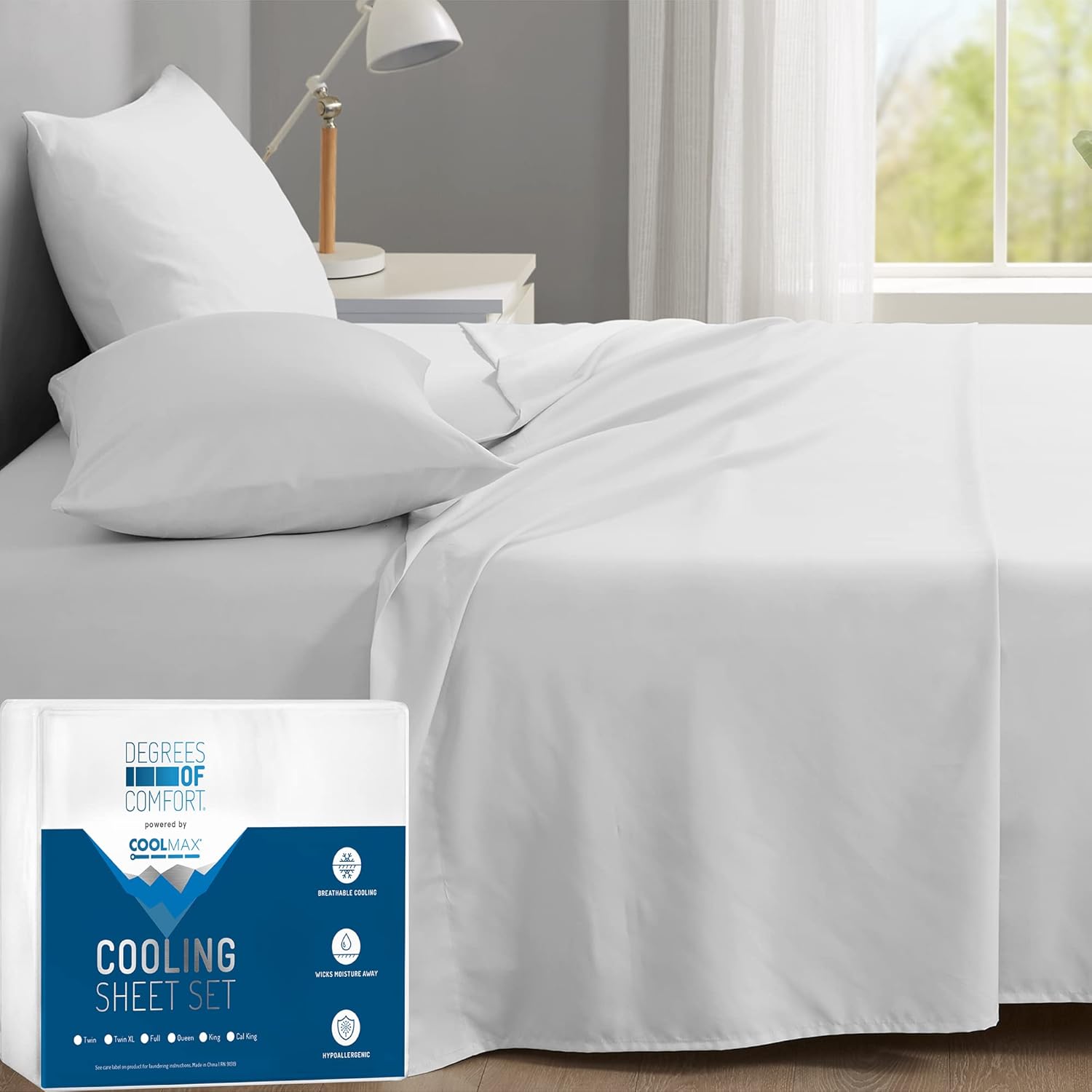 Coolmax Cooling Sheets for Queen Size Bed Set - Soft & Durable