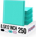 Fuxury Teal Bubble Mailers 8.5x12 250 Pack - Durable Padded Envelopes