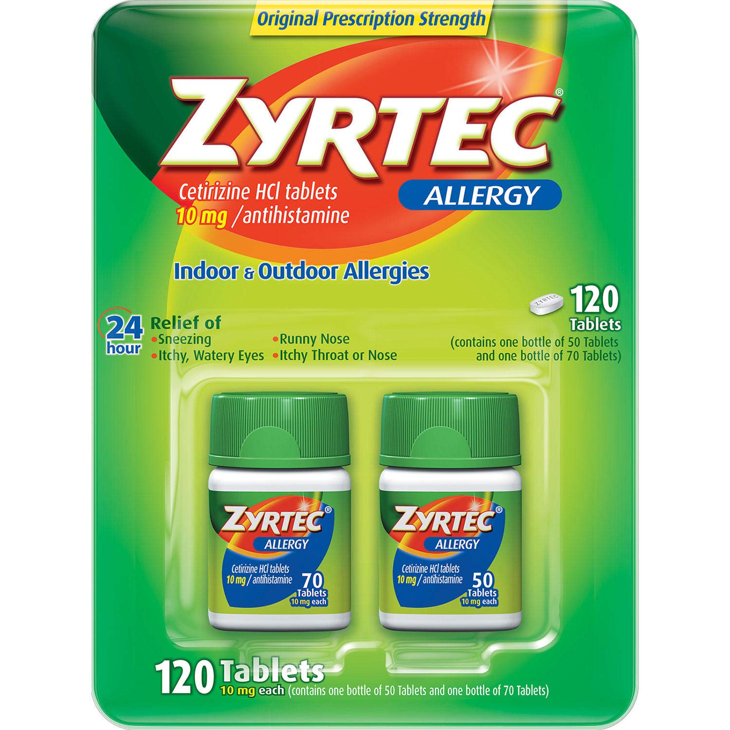 Zyrtec Tablets for Allergy Relief - 10 Mg, 120 Count Pack