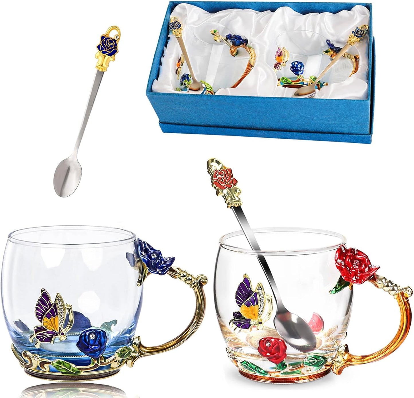 Fancy Tea Cup Glass Coffee Mugs for Tea Lovers and Gifts