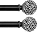 Black Curtain Rods for Windows 2 Pack 32-86 in - Heavy Duty Style