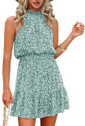Summer Dress for Women Chiffon Halter Spaghetti Ruffle Mini - Flowy