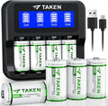 Taken CR123A Rechargeable 3.7V Batteries 8 Pack - Fast Charging