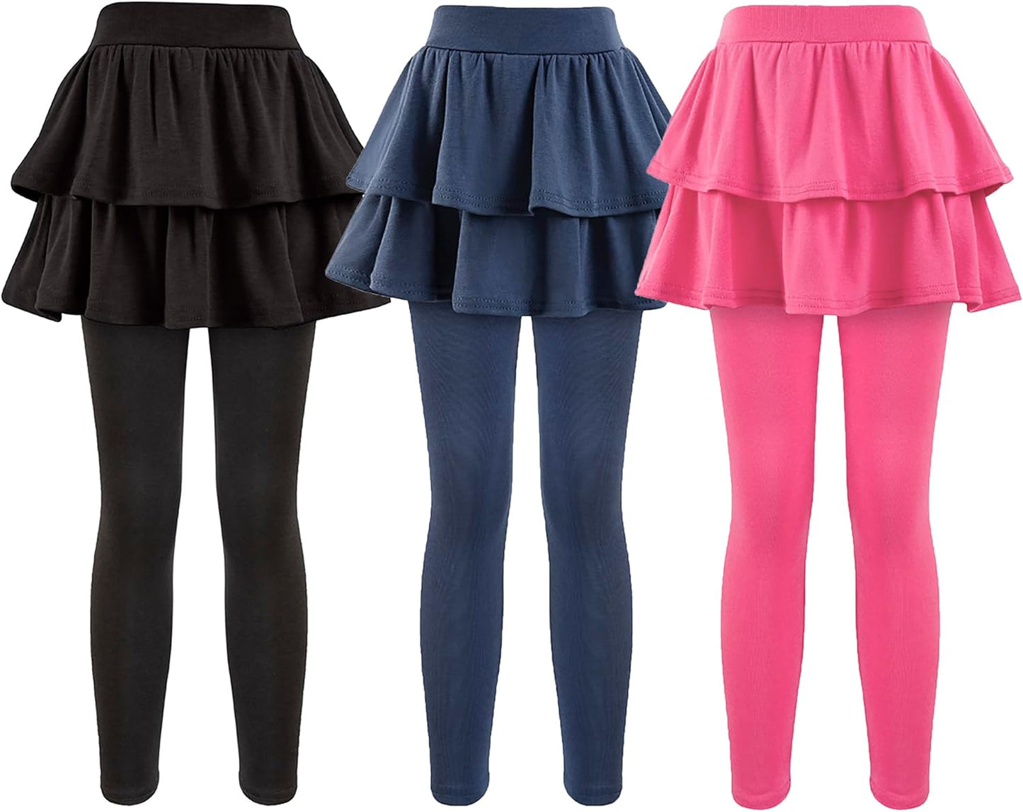 Girls School Uniform Pants Leggings with Skirts for Ages 4-12
