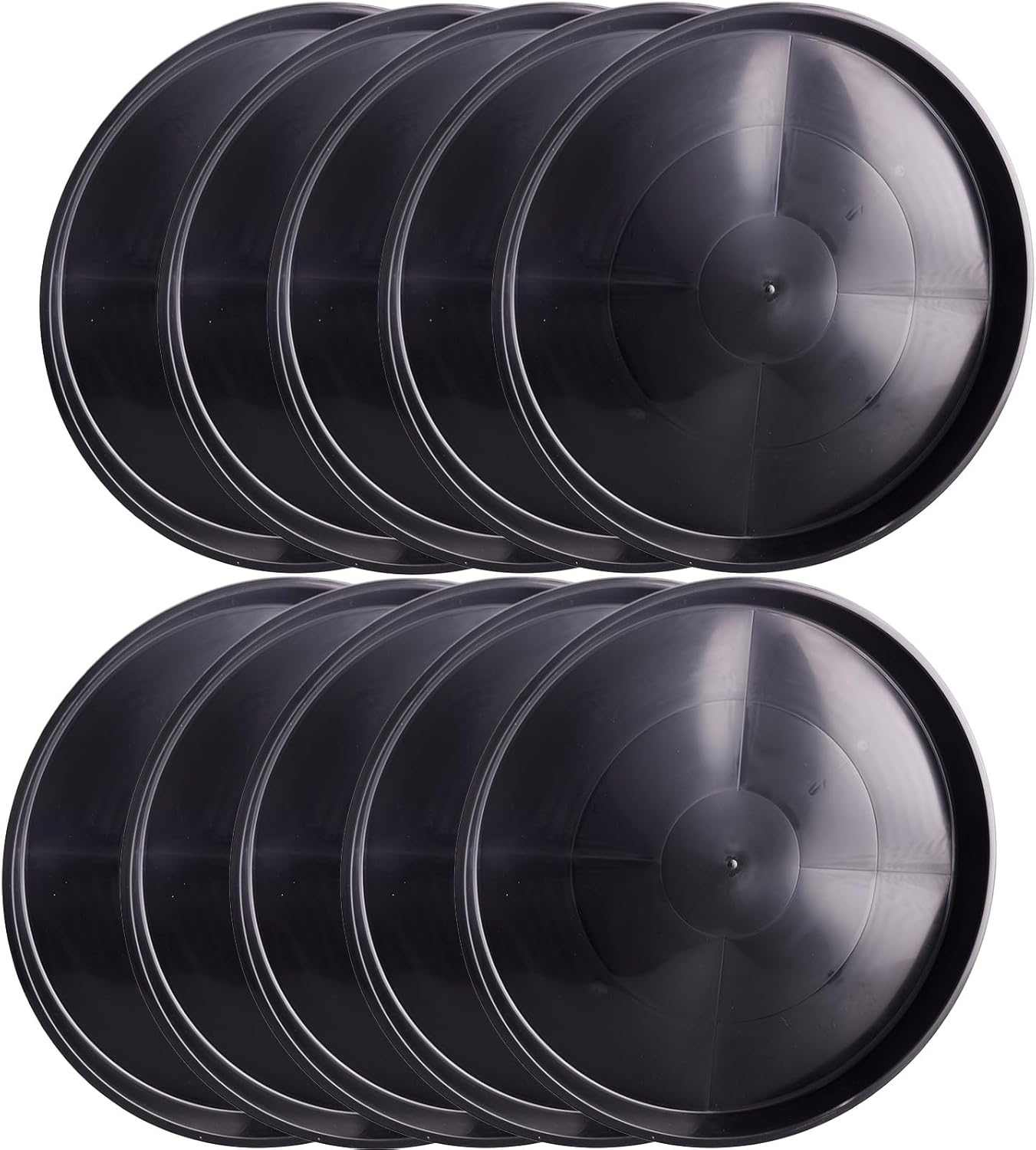 10 Pack 20 Inch Plant Saucer Trays for Pots - Black Drip Trays