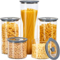 Glass Food Storage Jars with Lids Set of 5 - Airtight Borosilicate