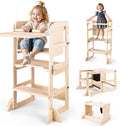 6 in-1 Toddler Kitchen Step Stool with Wooden Stool - Versatile