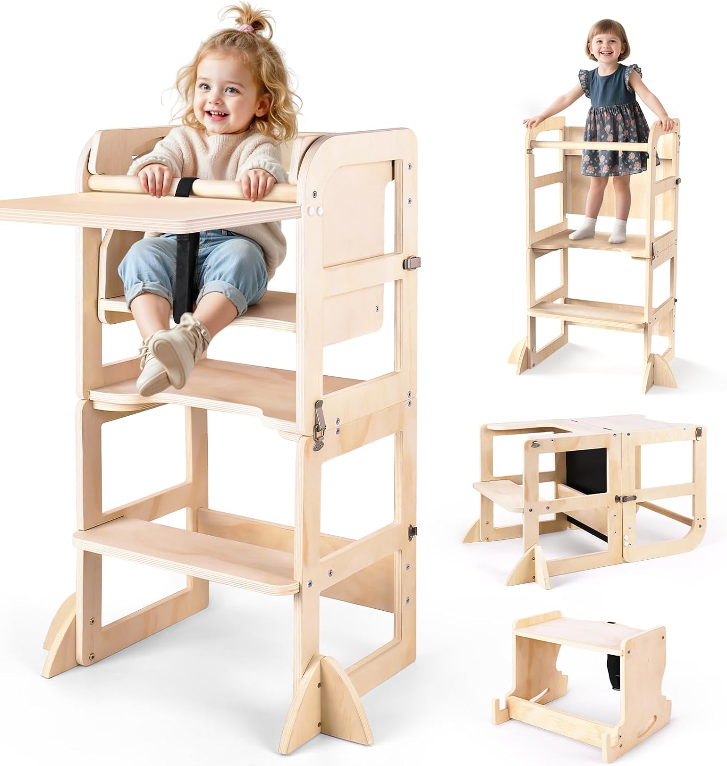 6 in-1 Toddler Kitchen Step Stool for Learning and Fun