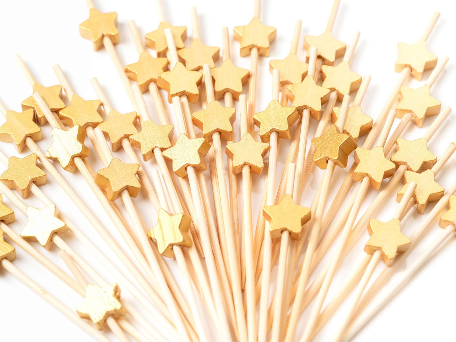 Matt Gold Star Cocktail Picks - 100 Handmade Wooden Sticks