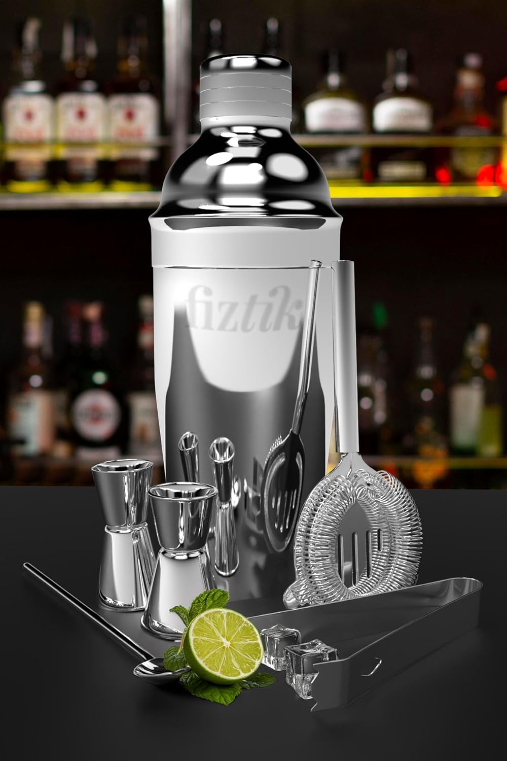 Fiztik Stainless Steel Bartender Kit - Shake Up Your Cocktails!