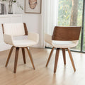 LUNLING Swivel Accent Dining Chairs Set, Mid Century Modern, Adjustable Foots, Beige