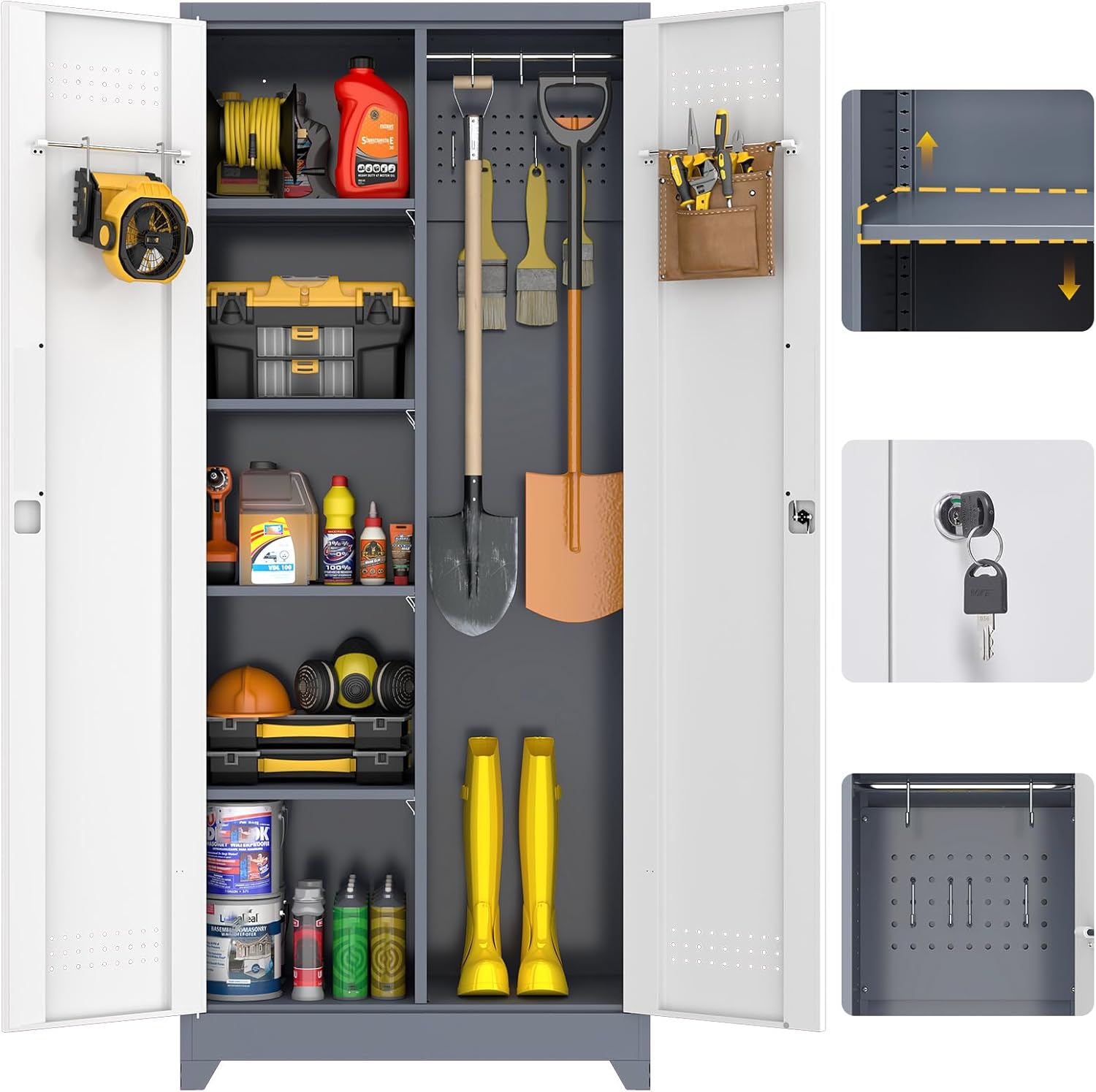 GREATMEET 72.8 Broom Storage Cabinet for Cleaning Supplies