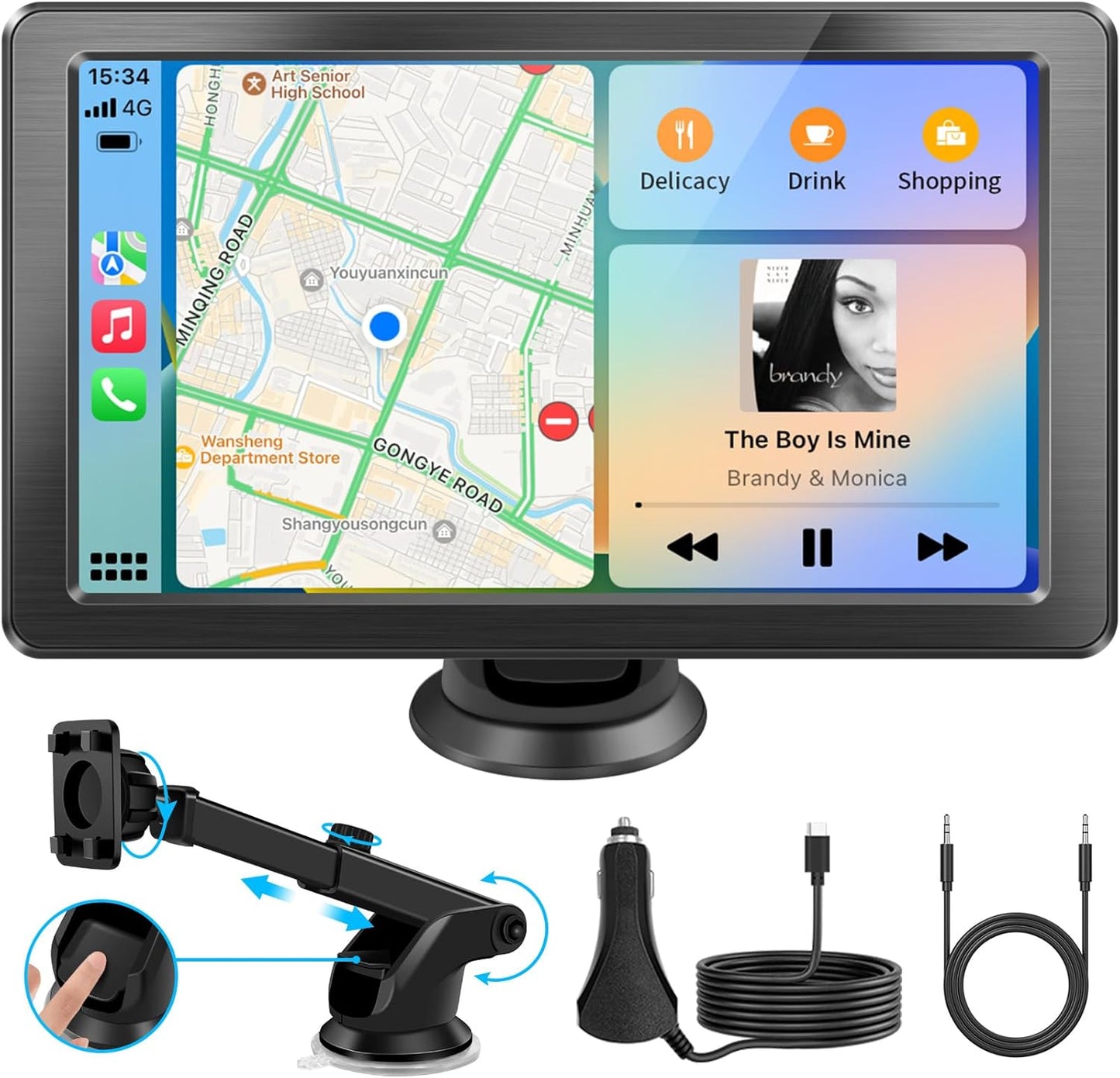 Wireless Apple Carplay Screen: 7 HD Touchscreen