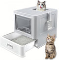 Homegroove Stainless Steel Cat Litter Box with Drawer for Cats