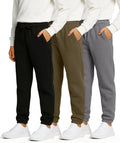 Boys' Fleece Athletic Jogger Sweatpants - 3 Pack for Active Kids