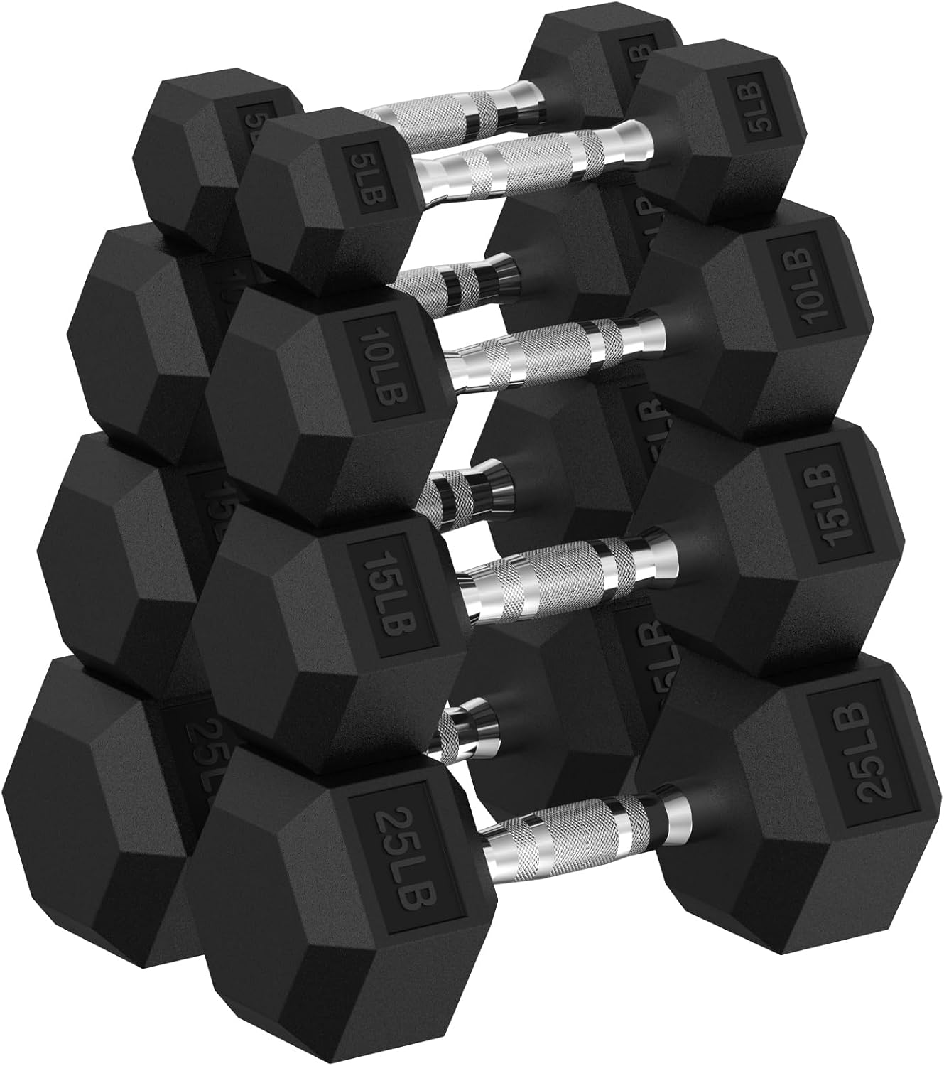 Hex Dumbbell Set for Strength Training - Durable Rubber Weights