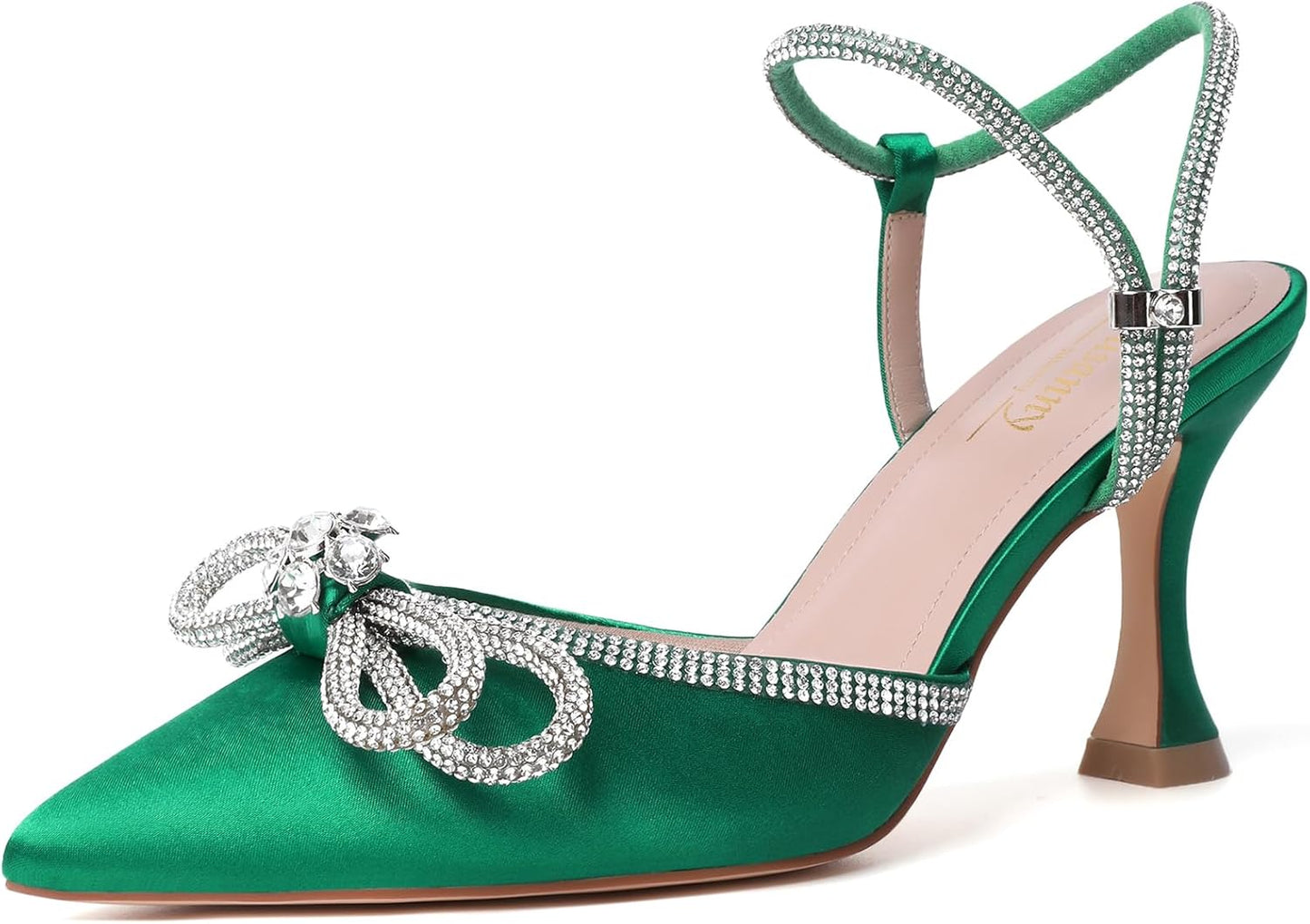 Susanny Women's Closed Toe Rhinestone Wedding Low Heel Pumps
