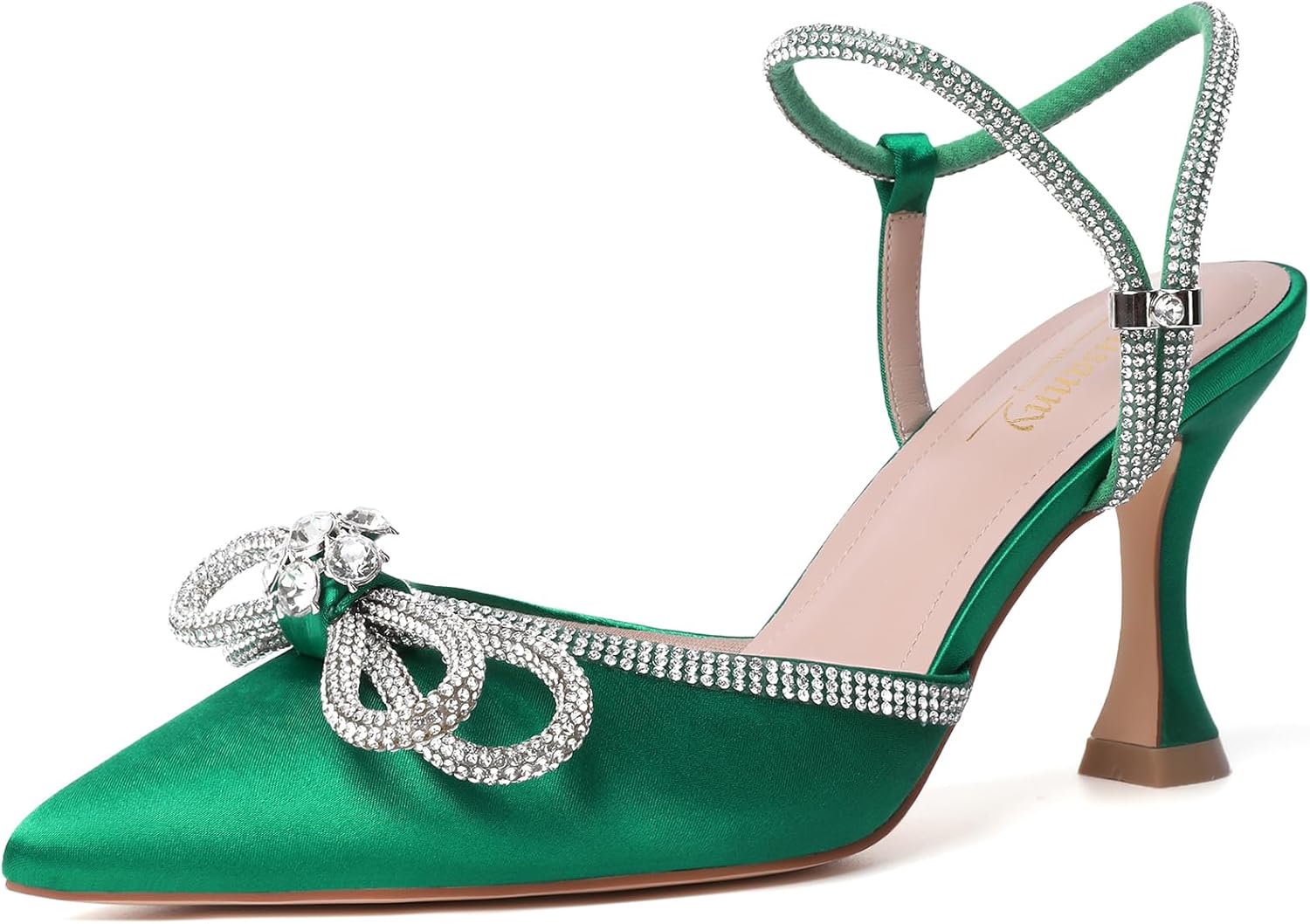 Susanny Women's Closed Toe Rhinestone Wedding Low Heel Pumps