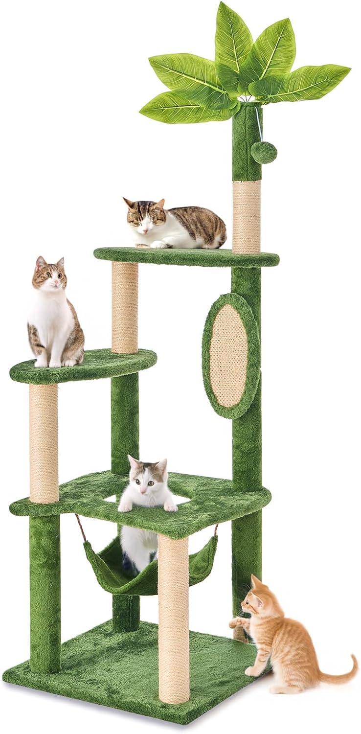 55 Inch Large Cat Tree Tower with Hammock for Indoor Cats