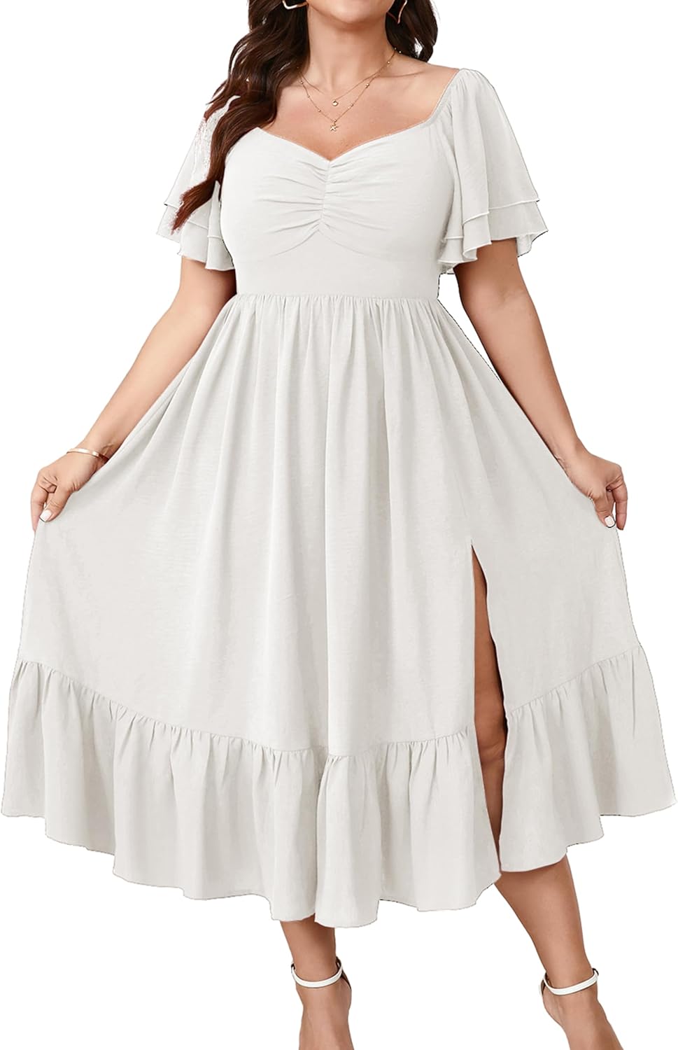 SCOMCHIC Plus Size Wedding Guest Cocktail Dress with Slit