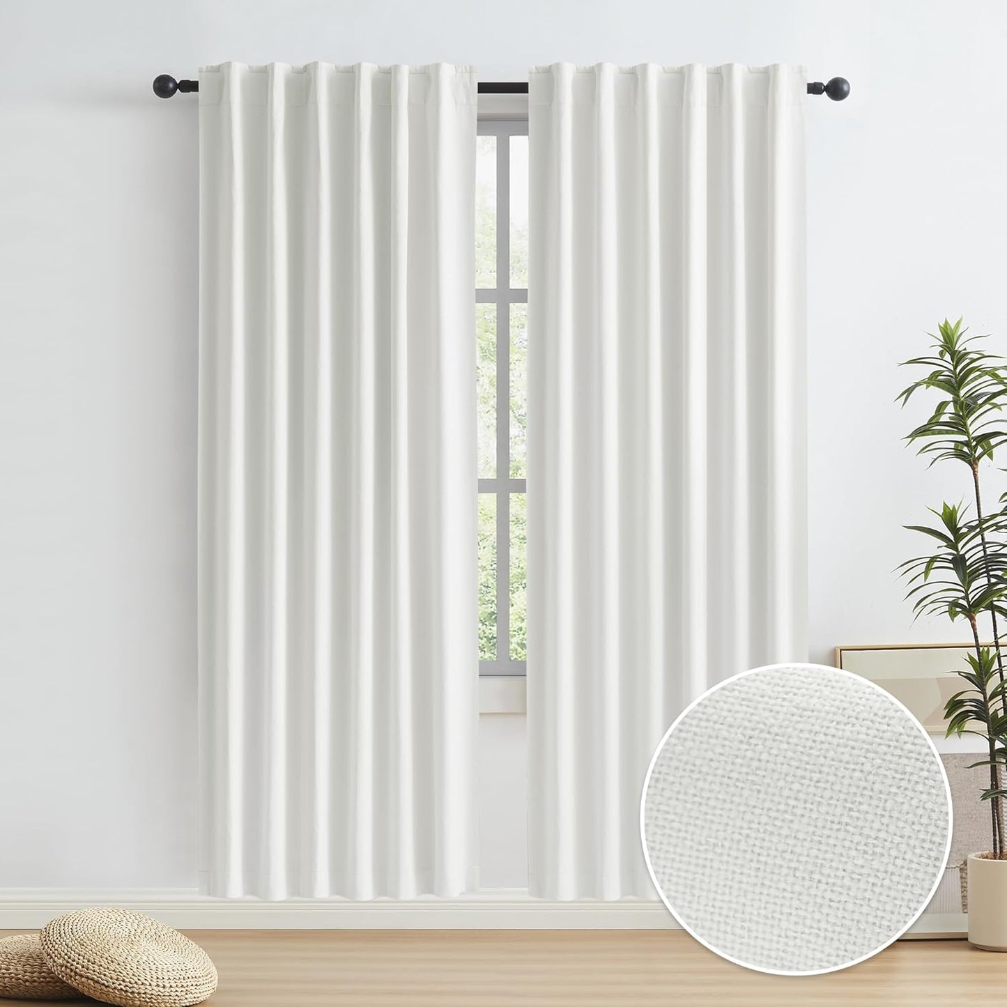 Blackout Linen Curtains for Bedroom - Energy Smart Thermal Drapes