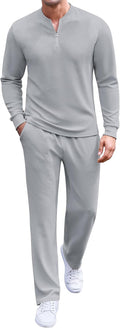Men's 2 Piece Tracksuit Set - Quarter Zip Athletic Sweatsuit