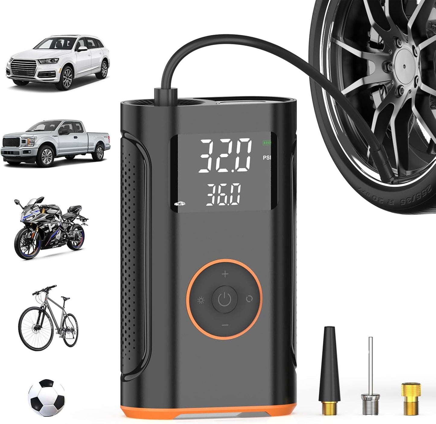 Portable Tire Inflator with Memory Function for Fast Inflation