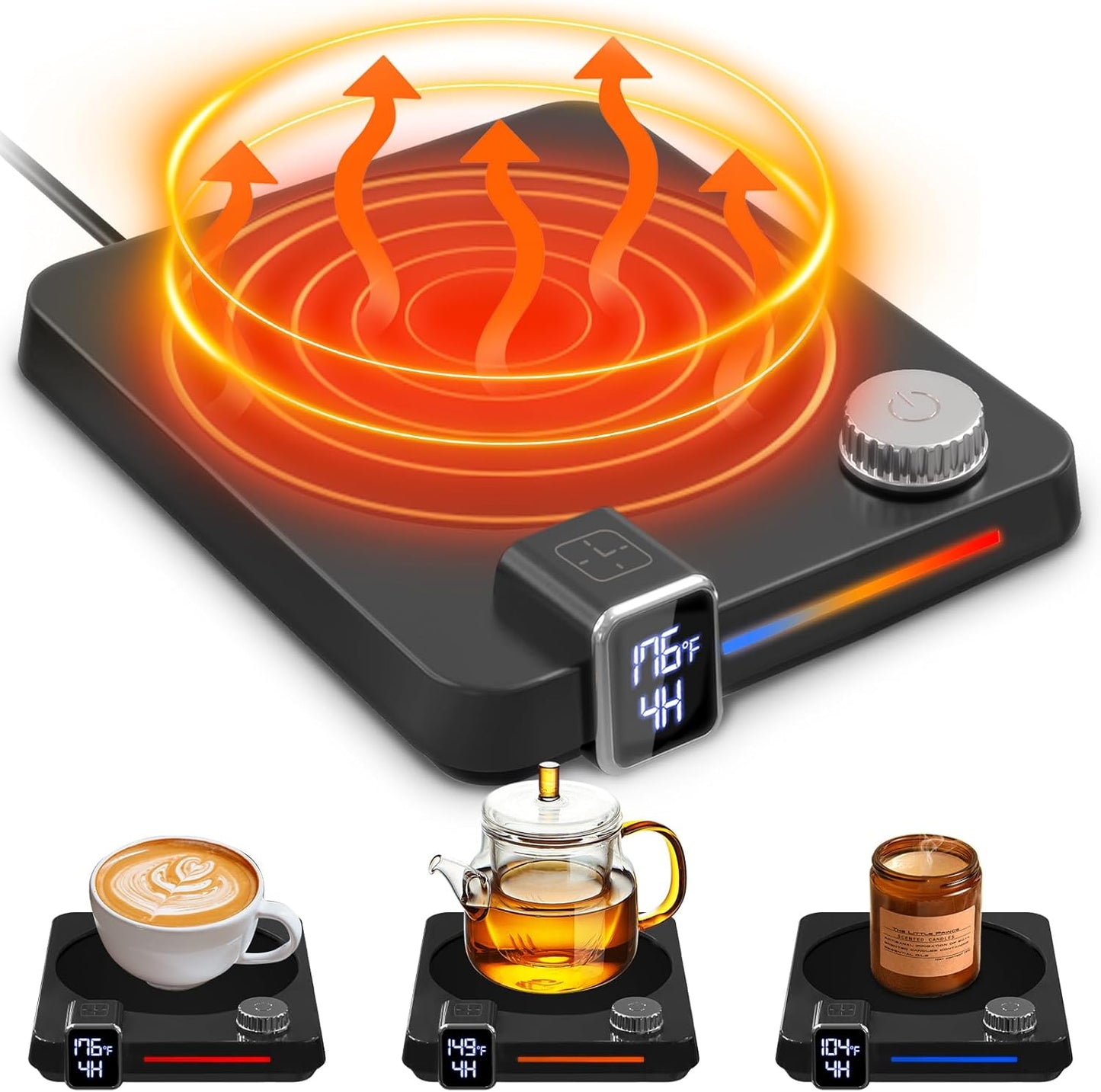 Yoobao 9-Temp Coffee Cup Warmer - Quick Heat, Timer, 40W Power