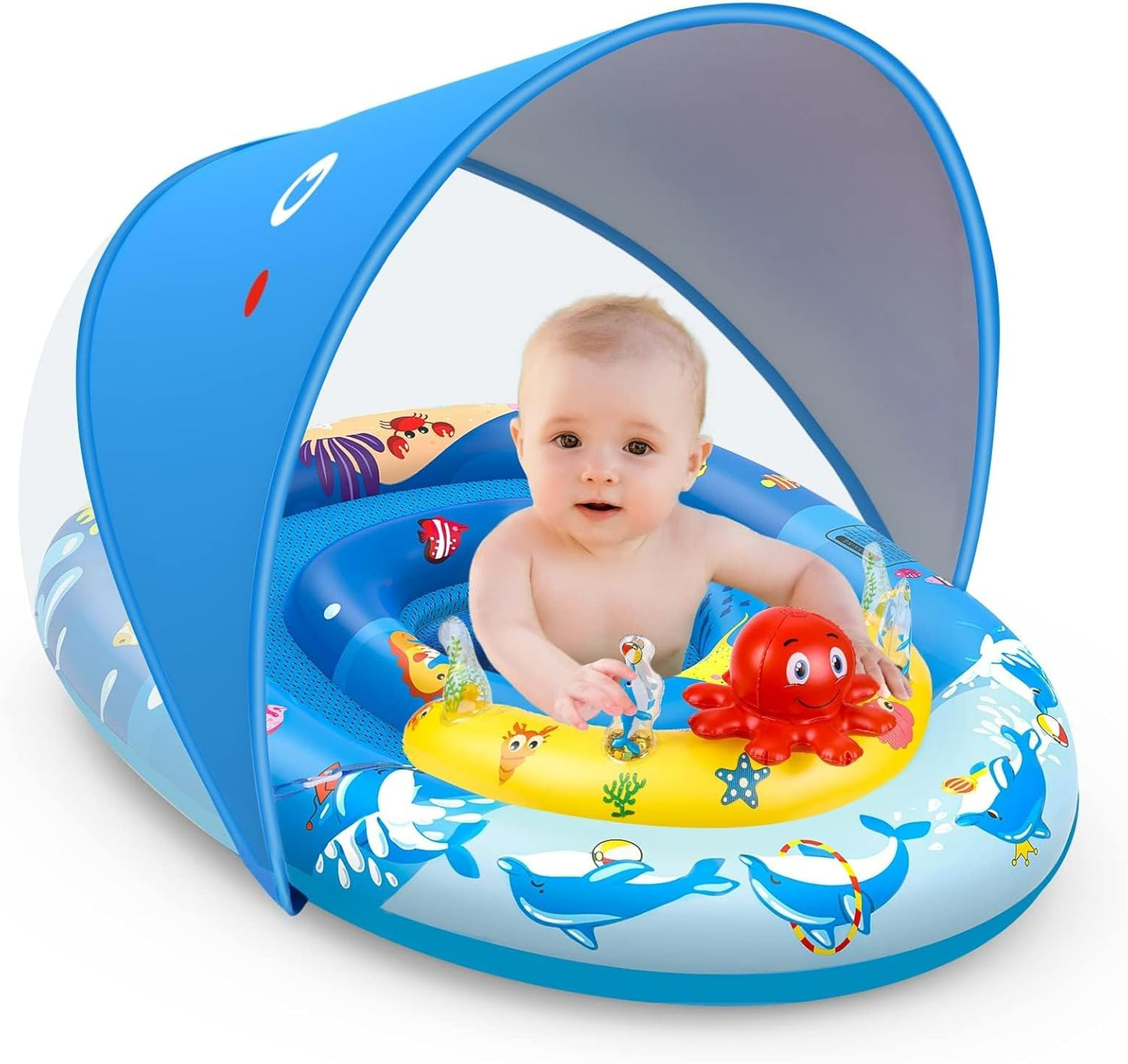 EZIGO Baby Pool Float with Canopy for Safe Summer Fun