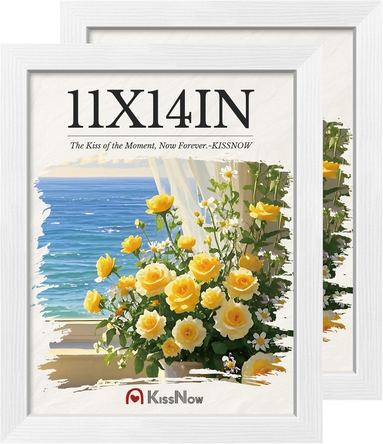 11x14 Picture Frame 2 Pack - White Solid Wood for Your Gallery