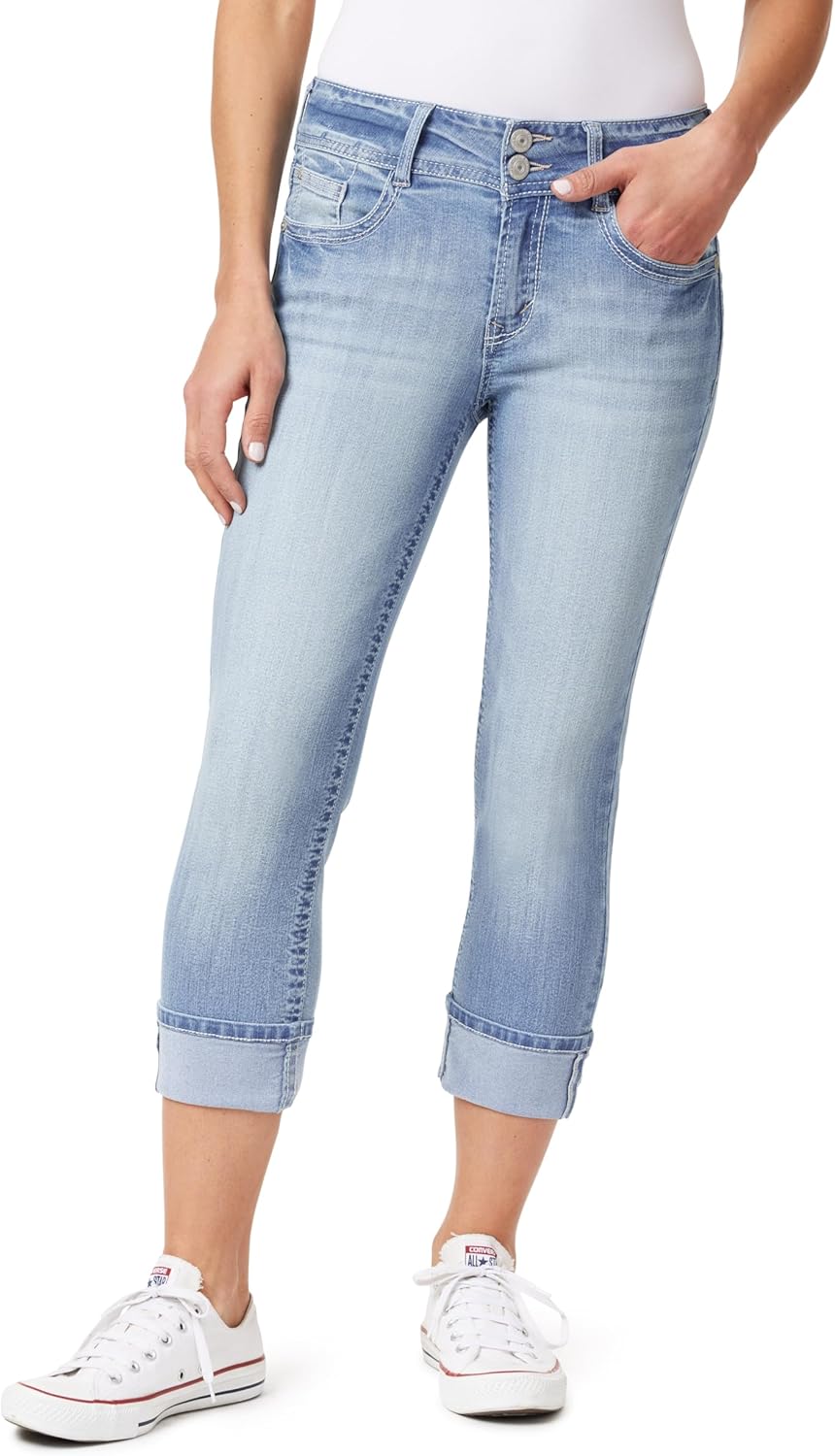 WallFlower Women's Luscious Curvy Crop Mid-Rise Jeans for All