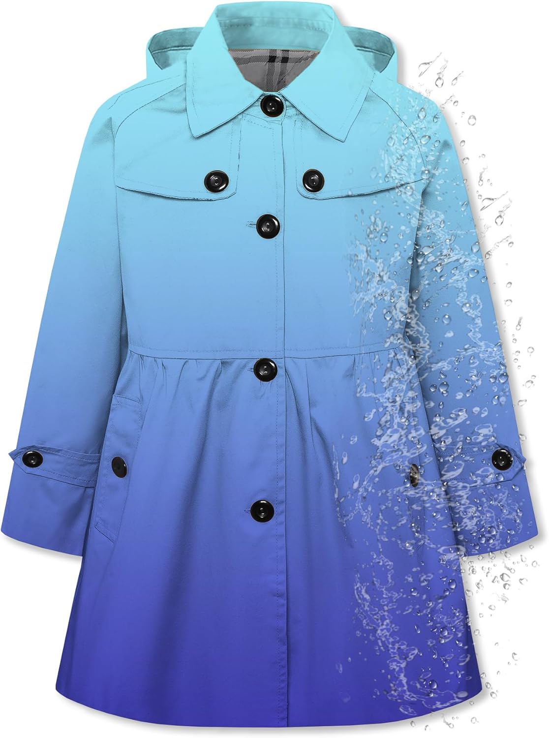 Betusline Girl's Rain Jackets Lightweight Waterproof Hooded Coat