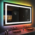 LED Bathroom Mirror 48in x 28in with RGB Backlit & Front Light