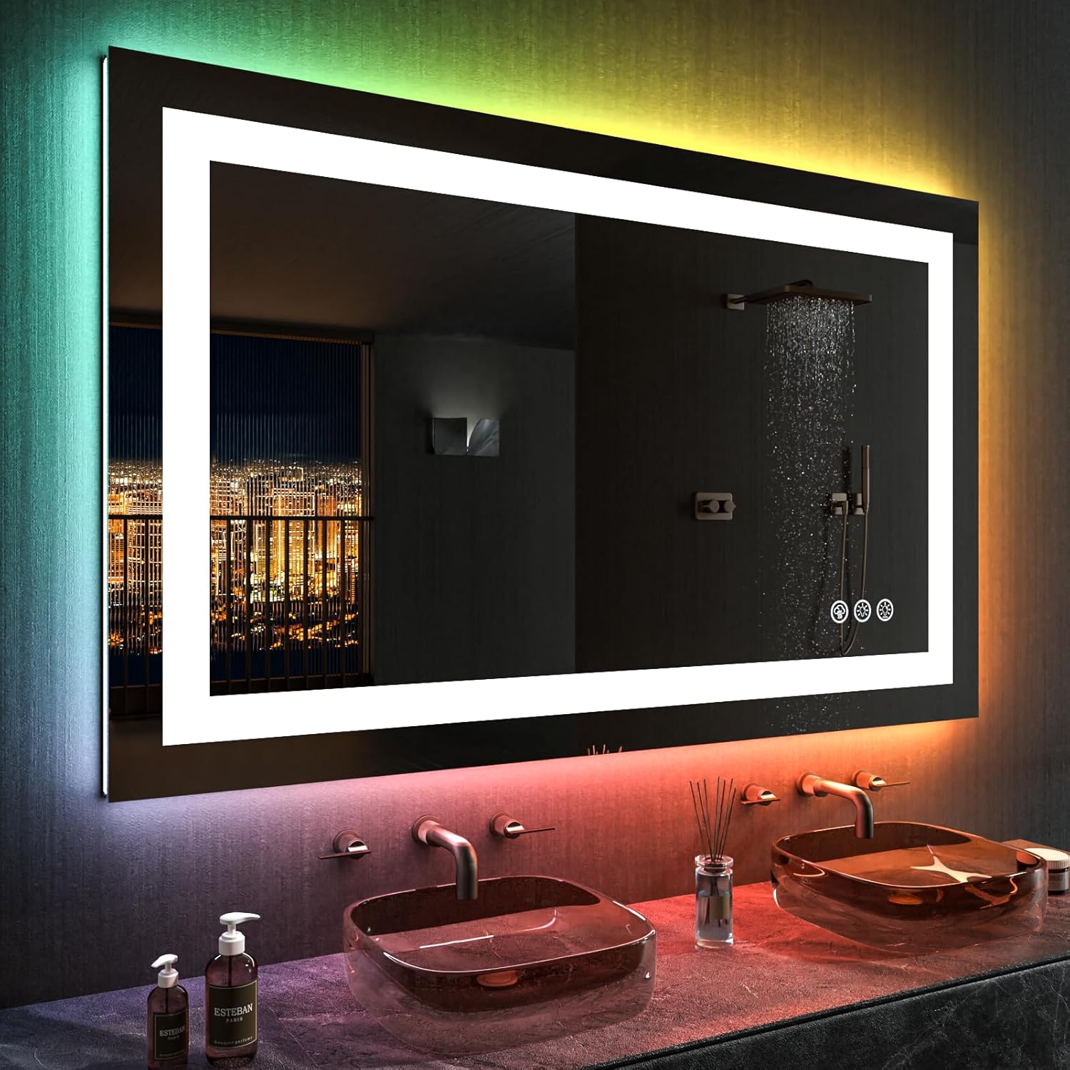 LOAAO 48X28 LED Bathroom Mirror with Lights and Anti-Fog Feature