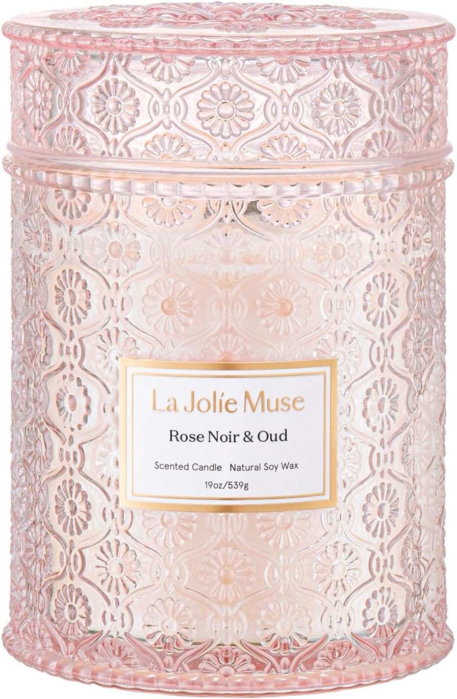LA JOLIE MUSE Rose Noir & Oud Scented Candle for Home Decor