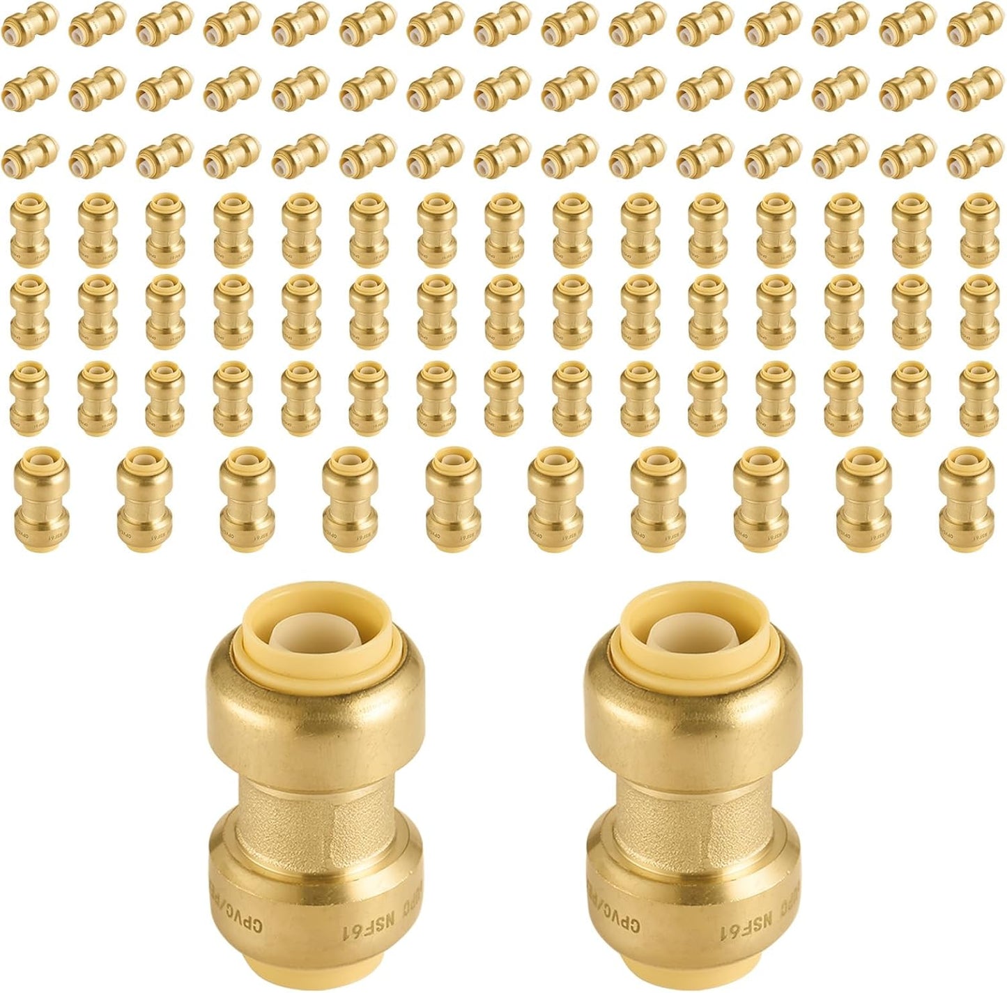 Foskan Push Fit Fittings 3/4in Brass Coupling for Plumbing Projects