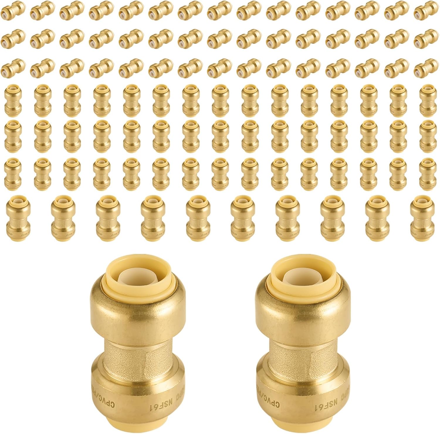 Foskan Push Fit Fittings 3/4in Brass Coupling for Plumbing Projects