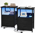 LED Nightstand Set of 2 Night Stand with Charging Station - Colorful