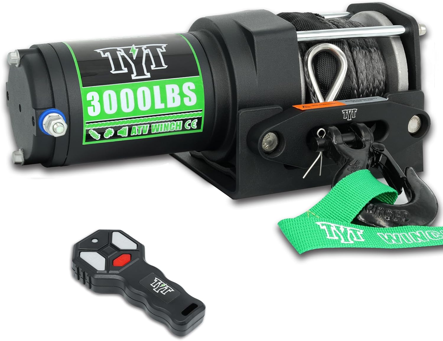 3000 lb ATV Winch with Wireless Remote and Synthetic Rope