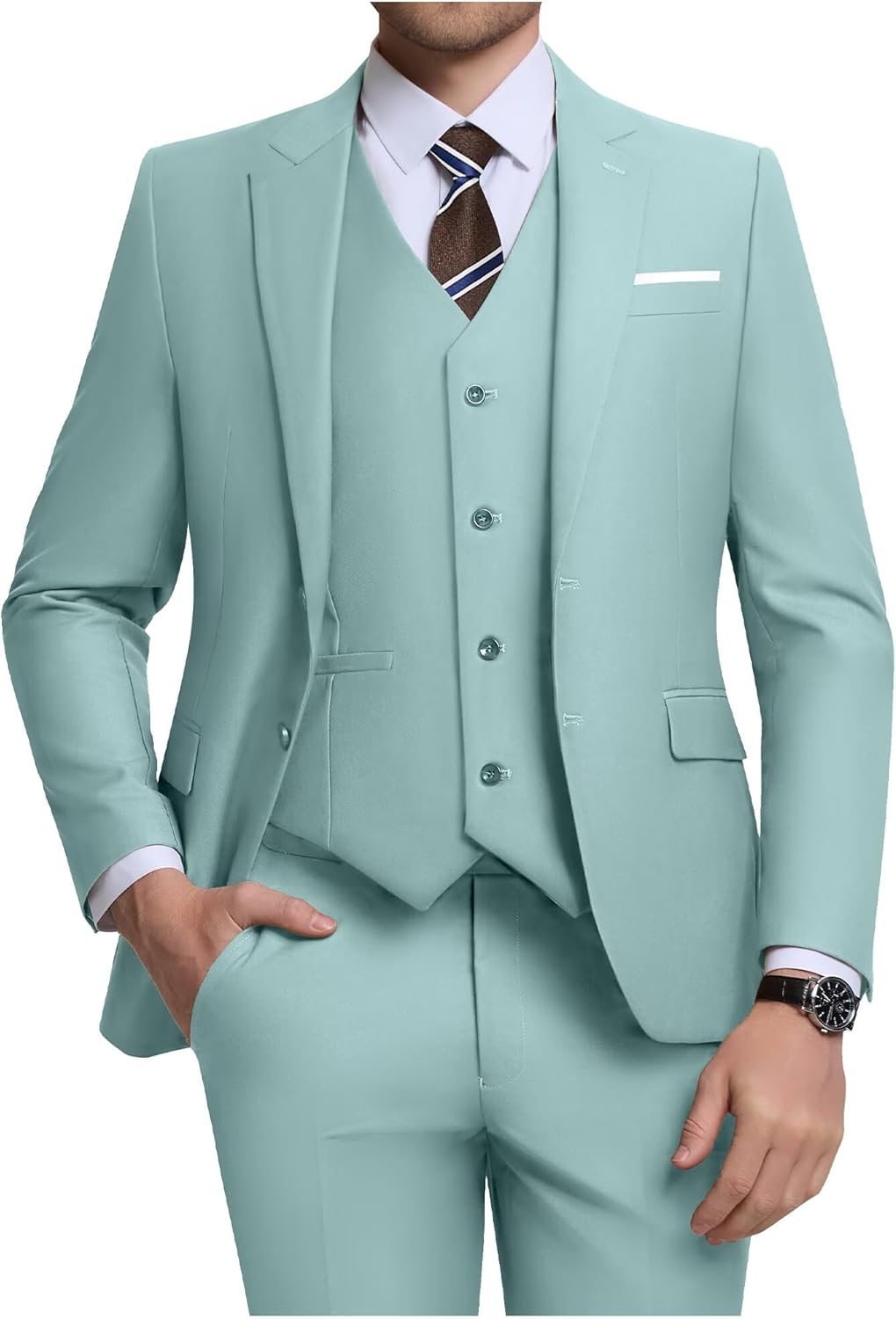 Men's 3 Piece Slim Fit Suit Set for Weddings and Business Events
