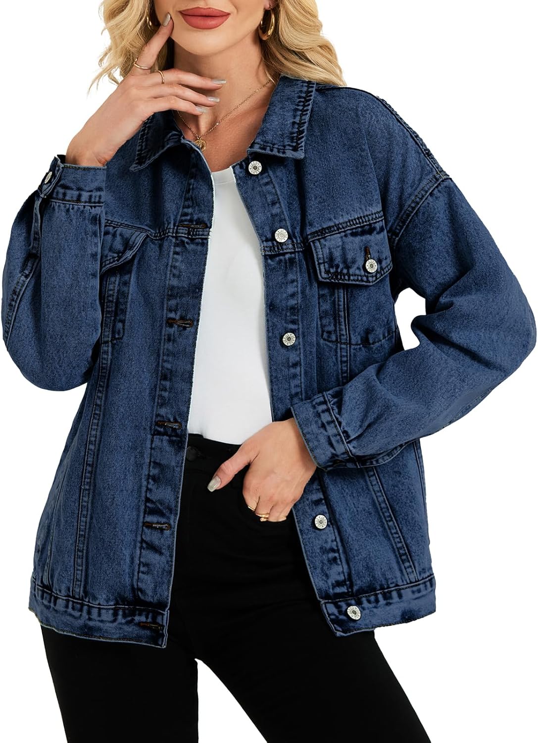 Oversized Denim Jacket for Women - Trendy Boyfriend Shacket