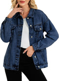 Oversized Denim Jacket for Women - Long Loose Boyfriend Jean Coat