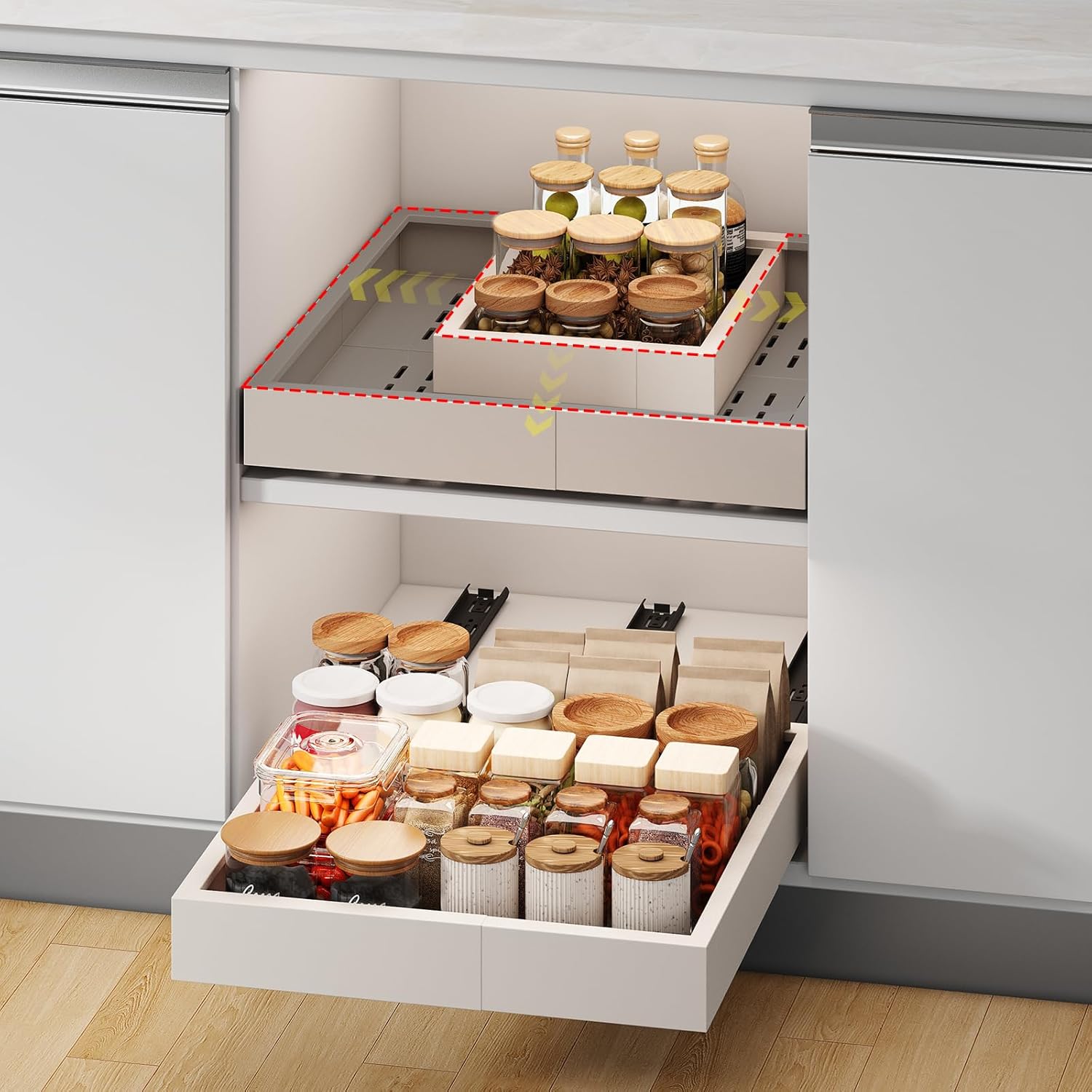 Pull Out Cabinet Organizer for Easy Access in Deep Cabinets